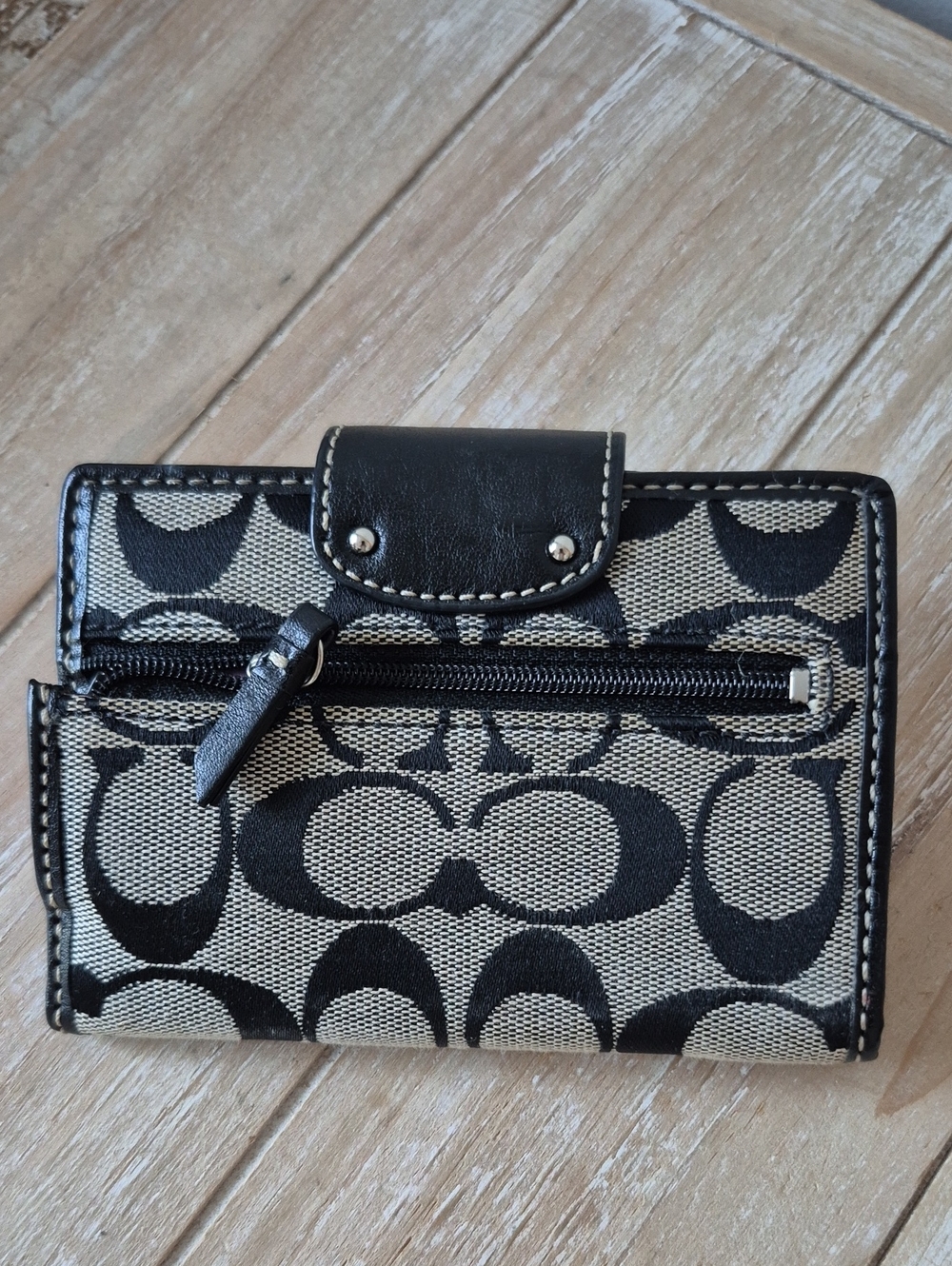 Coach Signature Canvas Turnlock Flap Crossbody Bag & Wallet Black Gray Y2K - Picture 13 of 16